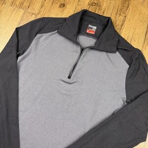 Icebreaker 260 Bodyfit Merino Wool 1/4 Zip Pullover Men M Gray Black Base Layer